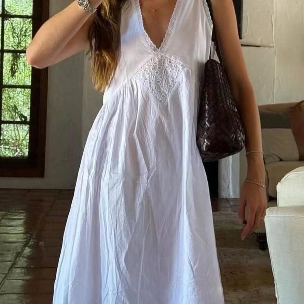 Laneway the label white maxi cotton  dress with eyelet lace